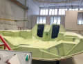 The cockpit is covered behind the companionway by a kind of dodger that offers two sailors protection from overcoming seas - essential when travelling at over 20 knots. The two rudders will be stored in a retractable recess