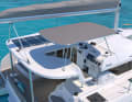 All sheets, halyards and trim lines come together at the raised steering position.