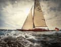 The naturally painted skerry cruiser "La Liberté" from 1934 in its new home waters, the Wannsee in Berlin