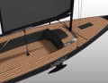 The cabin superstructure is very short in favour of more space in the cockpit. Nevertheless, two people can spend the night below deck
