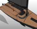 The self-tacking jib is the standard. An overlapping genoa with hole points on deck remains an option. The mainsheet is sheeted in the centre