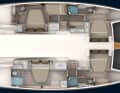 Version with five cabins. A guest cabin with bunk berths is integrated into the side of the port hull