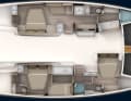 Four cabins with the large owner's area on the port side