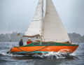 Back deck, spoon bow, aft standing rig and wide hull: a Listang series boat, one of the last examples still sailing