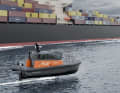 Die Simulation zeigt, wie das Lostenboot zu den Schiffen fliegen soll