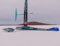 It is 14.2 metres long and has three wheels and a wingsail