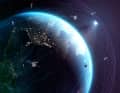 Illustration der Starlink-Satelliten im Weltall