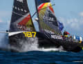 Starke Spitzenreiter: Das Team Belgium Ocean Racing führt die Flotte an, wird bald den Längengrad vom Kap der Guten Hoffnung passieren.