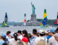 They sailed under the eyes of the Statue of Liberty.