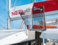 Practical: A hatch in the bimini ensures that you don't bump your head when passing through