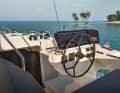 The steering position is divided into two parts. Steering is at the rear, working at the winches at the front