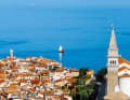 Blick auf die tolle Altstadt von Piran. EU-Bürger können die slowenische Stadt jetzt auch von Kroatien aus ohne Grenz­formalitäten ansteuern