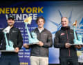 Trois candidats sur une dizaine de podiums pour le 10e Vendée Globe (de droite à gauche) : Jérémie Beyou, Charlie Dalin, Boris Herrmann
