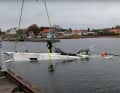 Il relitto dell'Oceanis 40.1 nel porto di Grönhögen