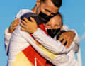 Lucky bronze medallists: Paul Kohlhoff and Alica Stuhlemmer at the Olympic award ceremony