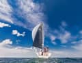 The weather on day two of the Travemünde Week was picture-perfect for the sailors.