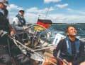 Designer and refit consultant Marc-Oliver von Ahlen at the helm.  "When it comes to sailing characteristics, modern boats have to really stretch themselves".