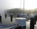 Nebel bei Reisebeginn im Frühjahr im Nord-Ostsee-Kanal