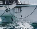 The life raft rests in a basket under the trampoline and can be deployed in a few simple steps and without any effort