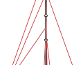 Partial rig, one or more pairs of spreaders, aft and forward lower shrouds or baby stay, backstays
