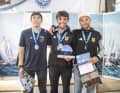 e podium de l'Ilca7 (de gauche à droite) : Alexandre Kowalski, Ole Schweckendiek et Julian Hoffmann.
