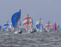 The 505s provided a splash of colour in the grey sky.