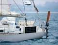 A robust Aries wind steering system at the stern of a DEB 33