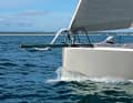 The bowsprit can be extended from behind, reaching 1.30 metres forward of the stem. Jibing inside is no problem