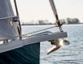 The bowsprit also serves as an anchor bracket.  The headsail furling system is recessed