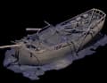 Virtual 3D image of a shipwreck, compiled from thousands of underwater photos