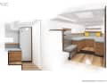 The forward cabin is also quite bright and modern in design