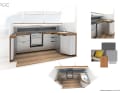 Die Pantry ist längsorientiert konfiguriert