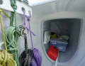 The side hulls also serve as huge storage spaces. The sails, all the fenders or a dinghy can also be stored here