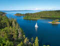 Yacht approaching the narrow passage off the archipelago island of Ulvön