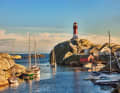 In the natural harbour of the island of Svenner, southwest of the Oslofjord, yachts find perfectly sheltered moorings behind imposing rocks