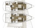 Bavaria 36: Großvolumige Fahrtenyacht, als Zweikabiner mit riesiger Nasszelle. Zumeist mit Rollreffmast ausgestattet | Zeichnung: A. Hoppenhaus