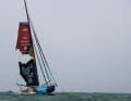 La grand-voile du "Malizia - Seaexplorer" de Boris Herrmann a cédé aux contraintes de la transat en solo après le passage de la ligne d'arrivée