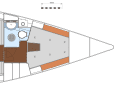 A further wet room is installed in the foredeck. The berth can be split as an option