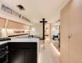 Open, bright extension below deck. The layout is rather conventional