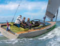 Sun lounger in the stern, railing and pushpit are optional. There is no bathing platform