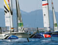 Es geht hart zur Sache: direkter Zweikampf mit dem französischen SailGP-Team