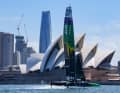 Bei den Katamaranen des SailGP wird auf eine Mischung aus waagerechtem Abschluss und Überrundung gesetzt