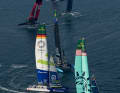 Das deutsche Team beim Training für den Emirates Dubai Sail Grand Prix.