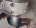 The rudder stock below the rudder quadrant had play. This is how it should normally be positioned