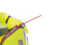 Rescue loop: Strap for hooking in or tying on rescue equipment such as a spi halyard or lines during a rescue.