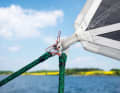 Another stylish option: end splice, plus rope shackles with textile openers