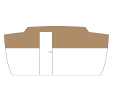 Split horizontally, but in the right way: Splitting the pure white or completely wooden bulkhead horizontally can loosen it up. If the upper part is dark, it looks heavy