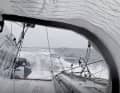 At up to 32 knots across the dreary grey North Atlantic. Boris Herrmann sprinting to the finish line yesterday with his "Malizia - Seaexporer"