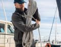 This guarantees that not only the waistband is held together, but also that the loose part is pinched by itself