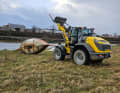 The boat was later pulled ashore with a wheel loader and transported away